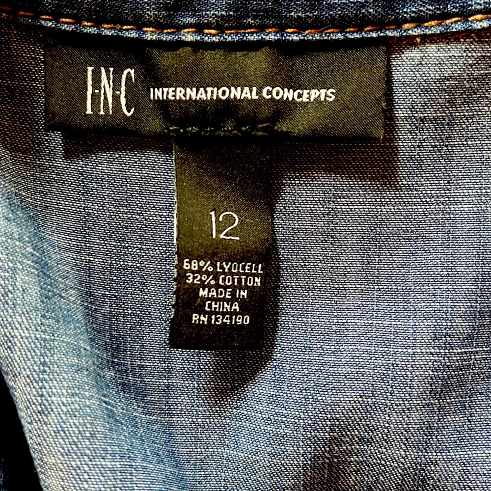INC International Concepts Blue Denim Shirt Dress - Picture 8 of 8